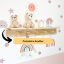 Ver imagem 3 de Cabideiro Prateleira de Madeira Infantil Montessori com Ganchos para Organização e Decoração - Bento