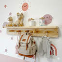Ver imagem 6 de Cabideiro Prateleira de Madeira Infantil Montessori com Ganchos para Organização e Decoração - Bento