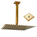 Ver imagem 1 de Ducha Chuveiro Inox Teto Slim Dourado 20x20 Quadrado Suporte Area Externa Banheiro Piscina Banho