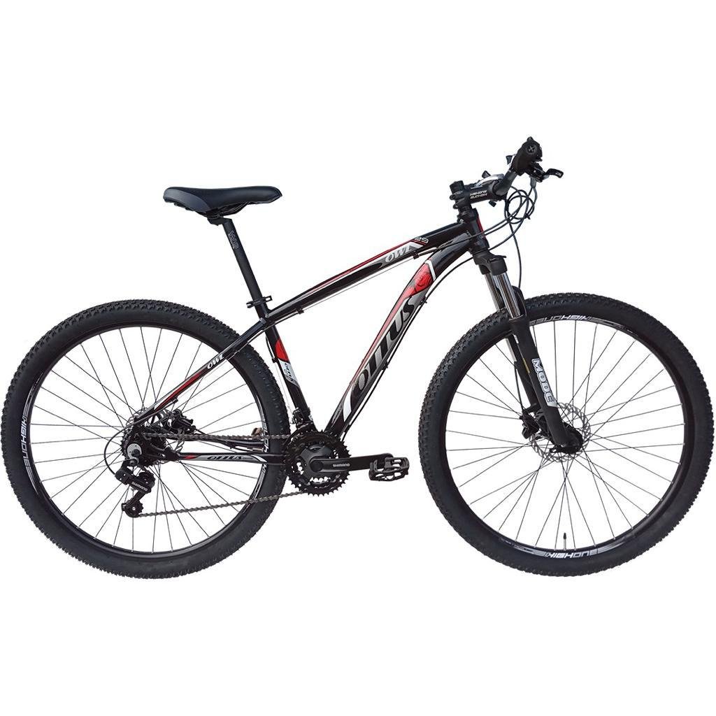 BICICLETA ARO 29 OTTUS 21V CÂMBIO SHIMANO MTB FREIO DISCO - PRETO + VERMELHO:19 - 2