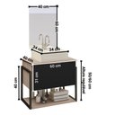 Ver imagem 2 de Kit Gabinete Banheiro Completo Industrial Tech 60cm Madeirado / Preto - Cuba Branca