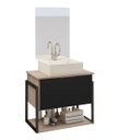 Ver imagem 3 de Kit Gabinete Banheiro Completo Industrial Tech 60cm Madeirado / Preto - Cuba Branca