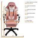 Ver imagem 2 de Cadeira Gamer Stillus Ergonômica com Apoio para Os Pés - Rosa e Branco