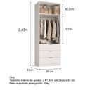 Ver imagem 5 de Guarda Roupa Modular 2 Portas 3 Gavetas 90cm MDF Altezza Clean Belmax:Freijó