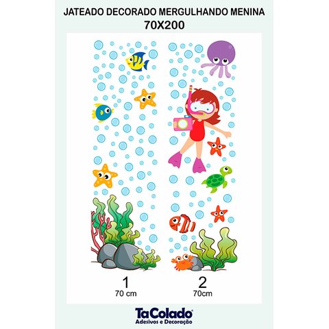 Adesivo Para Vidro Box Banheiro Jateado Decorado Mergulhando Girl Prova D'agua - 1,40 x 2,00m