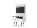 Ver imagem 2 de Conjunto Y Retrô Rack + Painel para Tv até 32'' Polegadas Cor Branco / Cumaru
