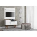 Ver imagem 1 de Conjunto Y Retrô Rack + Painel para Tv até 32'' Polegadas Cor Branco / Cumaru