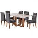 Ver imagem 2 de Mesa de Jantar 6 Lugares Afrodite com Vidro Mel/off White/veludo Cinza - Viero Móveis