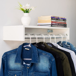 Cabideiro Arara Suspenso para Lavandeira Quarto Closet Lavanderia Branco - 8