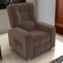 Ver imagem 2 de Poltrona do Papai Clausi 82cm Reclinável Manual Veludo Marrom - Sallar Home