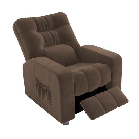 Poltrona do Papai Clausi 82cm Reclinável Manual Veludo Marrom - Sallar Home