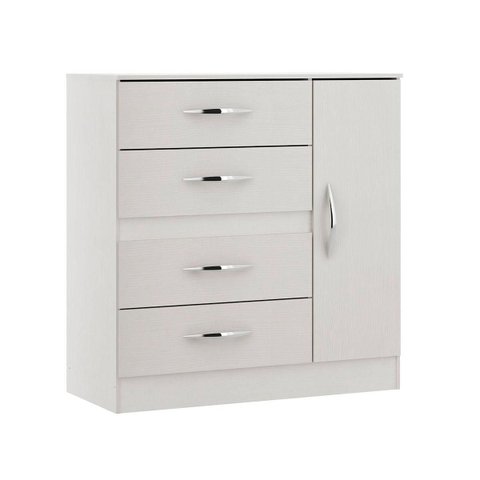Cômoda 01 Porta 04 Gavetas 90x92x40 Branco 2009 - Prime