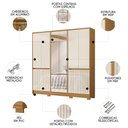 Ver imagem 3 de Guarda Roupa Casal 216cm com Espelho Freeze Freijó/off Z17 - Mpozenato