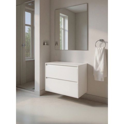 Gabinete para Banheiro com Espelheira 80cm MDF Branco Dubai - On Móveis
