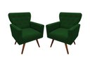 Ver imagem 1 de Kit 2 Poltronas Decorativa Aurora Suede Verde Pés Madeira Mz Decor