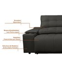 Ver imagem 5 de Sofá com Porta Copos Carregador USB Ret Rec Arizona 2,00m - Netsofas - Chumbo
