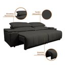 Ver imagem 6 de Sofá com Porta Copos Carregador USB Ret Rec Arizona 2,00m - Netsofas - Chumbo