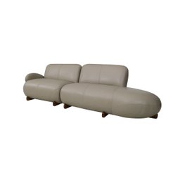 Sofá de Couro Onix 3 Lugares com Chaise Direita Taupe - Mempra - 3