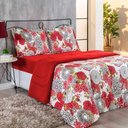 Ver imagem 2 de Kit Edredom Malha 100% Algodão Primavera 2 Peças Solteiro - Floral Vermelho