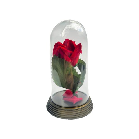 Redoma Cúpula a Rosa Encantada a Bela e a Fera / Pequeno Príncipe Base Ouro P Rosa Amarela - Terraco