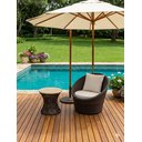 Ver imagem 3 de Mesa de Centro Fibra Sintetica Garden Junco com Base em Metal e Tampo em Madeira Pinus