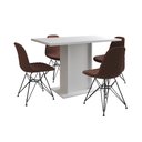 Ver imagem 2 de Mesa Jantar Londres Tampo Branco 120cm 4 Cadeiras Ferro Preto Estofado Caramelo