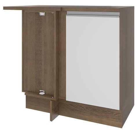 Balcão de Canto Glamy 1 Porta Rustic e Branco Madesa