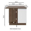 Ver imagem 4 de Balcão de Canto Glamy 1 Porta Rustic e Branco Madesa