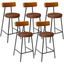 Ver imagem 1 de Kit 05 Banquetas Baixa Cozinha Sala Jantar Bancada Milão L02 Couríssimo Whisky Marrom - Lyam Decor L