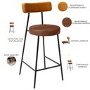 Ver imagem 4 de Kit 05 Banquetas Baixa Cozinha Sala Jantar Bancada Milão L02 Couríssimo Whisky Marrom - Lyam Decor L