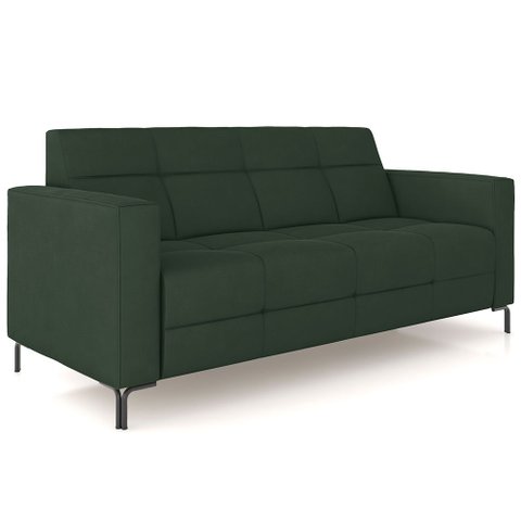 Sofá 3 Lugares Sala Living Industrial 200cm Senna K01 Veludo Verde - Lyam Decor