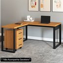 Ver imagem 1 de Mesa Escritório em L Estilo Industrial F22 Freijó/preto Fosco - Pradel