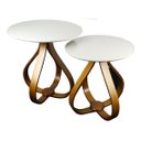 Ver imagem 1 de Kit Mesa Canto Gota Mel/off White Alt 60cm e 70cm C/tampo 50cm e 60cm