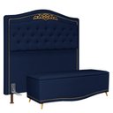 Ver imagem 1 de Cabeceira Cama Box Casal 140cm Com Calçadeira Baú Imperial J02 Suede Azul - Mpozenato