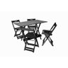 Conjunto Mesa Dobrável Retangular 120x70 com 4 Cadeiras em Madeira Maciça Preto - Straub Web - 1