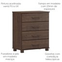 Ver imagem 3 de Comoda 4 Gavetas Madeira Maciça 84 Cm 2250 Cafe Milani Store