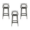 Ver imagem 1 de Conjunto C/3 Banqueta Allegra Alta Master Preta Cozinha Americana Balcão Polipropileno