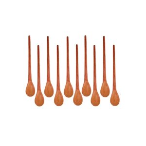 Kit 10 Peças Colher De Pau Madeira Modelos Molho 18 Cm