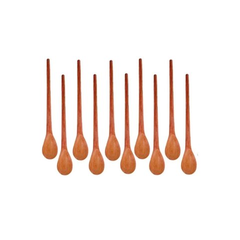 Kit 10 Peças Colher De Pau Madeira Modelos Molho 18 Cm