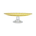 Ver imagem 2 de Prato para Bolo com Pé Transparente e Ouro 33 Cm