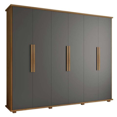 Guarda Roupa Casal 6 Portas 271cm Canada RV Móveis Cinamomo/Grafite