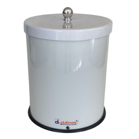 Lixeira 5 Litros Esmaltada com Tampa Banheiro Cozinha Escritório - Branca