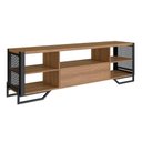 Ver imagem 6 de Rack Industrial para Sala com Tela em Aço e 5 Nichos 1,83 M Preto com Mel Preto com Mel