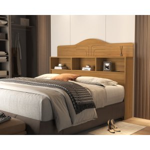 Cabeceira Queen para Box Casal 158 100% MDF 3 Nichos Vivian:‎ Nature