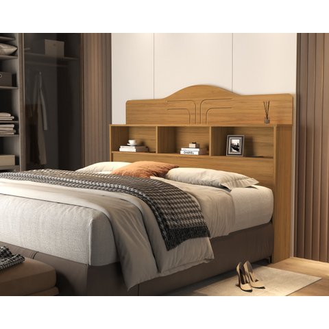 Cabeceira Queen para Box Casal 158 100% MDF 3 Nichos Vivian:‎ Nature
