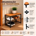 Ver imagem 4 de Sapateira Industrial Vero Organizador Sapatos Tampo Base de Aço Resistente Preto/Cedro Lh Móveis