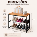Ver imagem 2 de Sapateira Industrial Vero Organizador Sapatos Tampo Base de Aço Resistente Preto/Cedro Lh Móveis