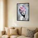 Ver imagem 2 de Quadro Decorativo Surrealismo Mulher Rosas - 70x50cm:moldura Preta