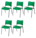 Ver imagem 2 de Cadeira Iso Base Cinza Escola, Escritório Verde Kit 5 Un