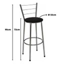 Ver imagem 2 de Kit 3 Banquetas Altas Cromada com Encosto Assento Preto